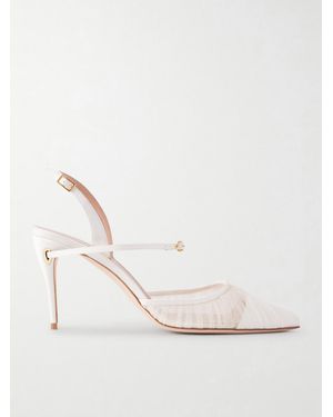 Jennifer Chamandi Mattia 85 Leather-Trimmed Lace Pumps - Neutre