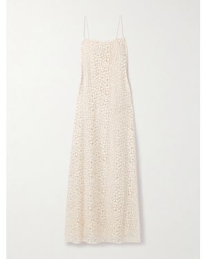 STAUD Delfina Organic Cotton-Blend Guipure Lace Maxi Dress - White