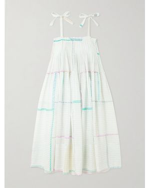 Eka Riley Ruffled Printed Cotton And Silk-Blend Voile Midi Dress - White