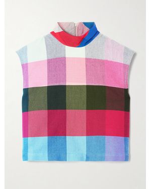 Marrakshi Life Checked Cotton-Blend Turtleneck Top - White