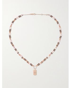 Diane Kordas Id 14-Karat Rose, Bead And Diamond Necklace - Metallic