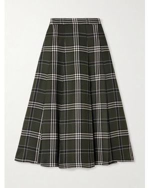 Emilia Wickstead Kensie Checked Wool-Blend Midi Skirt - Green