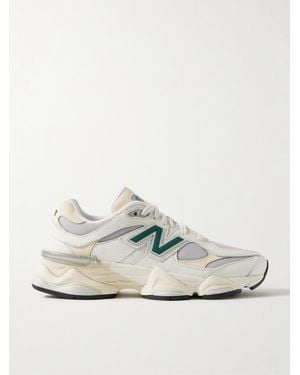 New Balance 9060 Sneakers Aus Strukturiertem Leder Und Mesh Mit Gummibesätzen - Weiß