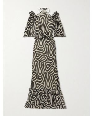 Bode Comber Ruffled Printed Silk-Chiffon Maxi Dress - Multicolour
