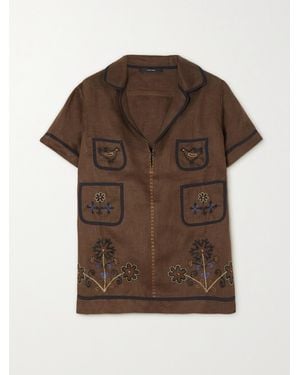 Vita Kin Misha Embroidered Linen Blouse - Brown