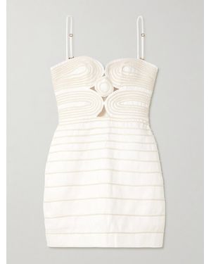 ANDRES OTALORA Muy Poetica Strapless Rope-Trimmed Cutout Linen Mini Dress - Natural