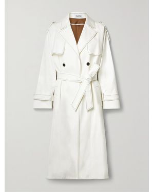 Partow Noah Belted Two-Tone Cotton-Twill Trench Coat - White