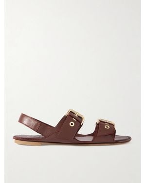 Jamie Haller The Double Buckle Leather Sandals - Brown