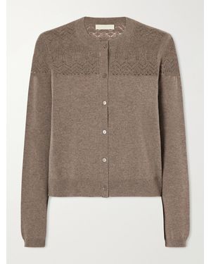 Ulla Johnson Cassia Pointelle-Knit Cashmere Cardigan - Brown