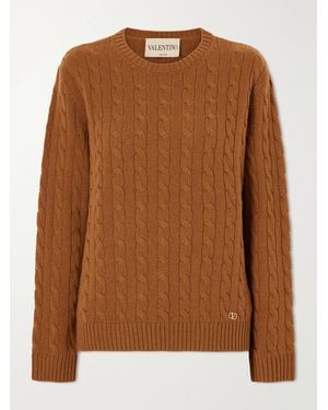 Valentino Garavani Cable-Knit Cashmere Jumper - Brown