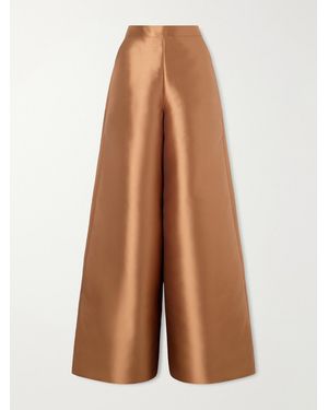 ‎Dima Ayad Satin-Twill Wide-Leg Trousers - Brown