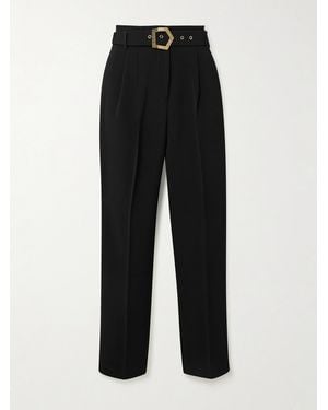 Violante Nessi Guttuso Belted Pleated Cady Straight-Leg Trousers - Black