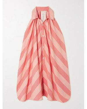 Marrakshi Life Striped Cotton Mini Shirt Dress - Pink