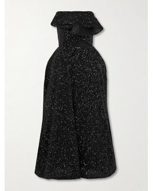 Maticevski Rotation Strapless Draped Sequined Crepe Gown - Black