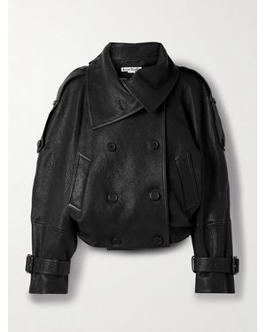 Acne Studios Double-Breasted Textured-Leather Jacket - Black