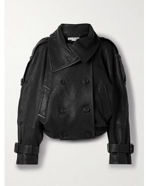 Acne Studios Double-Breasted Textured-Leather Jacket - Black