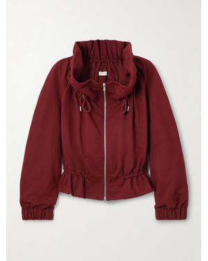Dries Van Noten Oversized Gathered Cotton-Jersey Zip-Up Sweatshirt