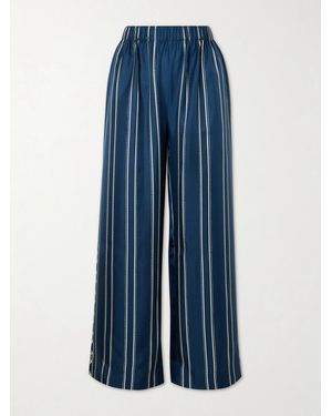 Eres Oolong Striped Silk-Voile Straight-Leg Trousers - Blue
