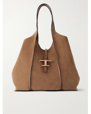 Tod's T Timeless Suede Shoulder Bag - Brown