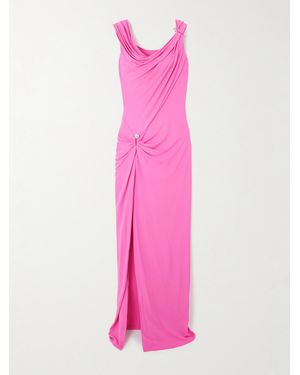 Versace Dress With Decorative Safety Pin And Draping - Pink
