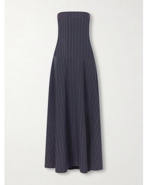 St. Agni Strapless Open-Back Striped Cotton-Blend Maxi Dress - Blue