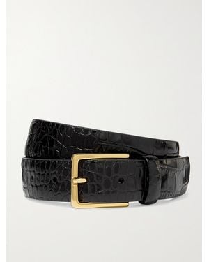 Anderson's Croc-Effect Leather Belt - Black
