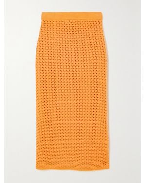 Gabriela Hearst Tana Crocheted Wool And Cashmere-Blend Midi Skirt - Orange