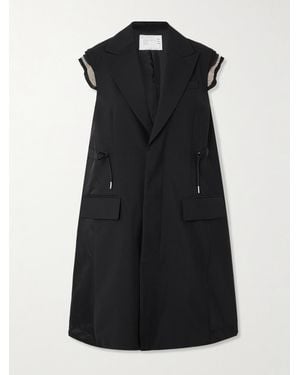 Sacai Canvas-Trimmed Grain De Poudre And Shell Vest - Black