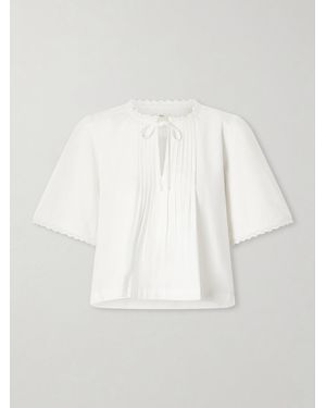 SKALL Freesia Pleated Lace-Trimmed Organic Cotton Shirt - White