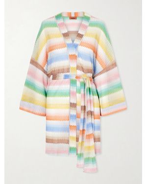 Missoni Mare Belted Metallic Crochet-Knit Cover-Up - Gray