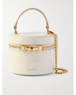Tom Ford Audrey Mini Tote Aus Leder Mit Krokodileffekt - Natur