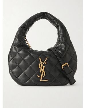 Saint Laurent Icarino Mini Schultertasche Aus Gestepptem Leder - Schwarz