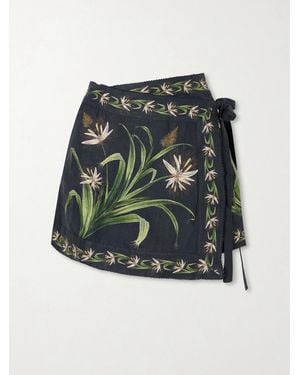 Agua Bendita Luna Azucar Floral-Print Self-Tie Linen Pareo - Green