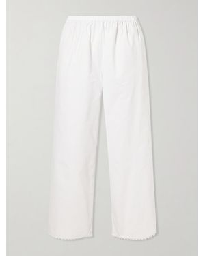 Rohe Embroidered Cotton-Poplin Wide-Leg Trousers - White