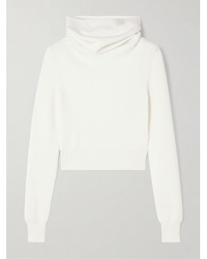 Alaïa Verkürzter Kapuzenpullover Aus Einer Gerippten Wollmischung - Weiß