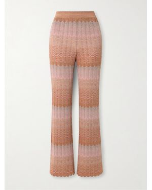 Missoni Striped Metallic Crochet-Knit Straight-Leg Pants - Pink
