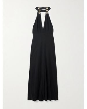 RIXO London Eleanora Neckholder-Midikleid Aus Crêpe De Chine Mit Ösen - Schwarz