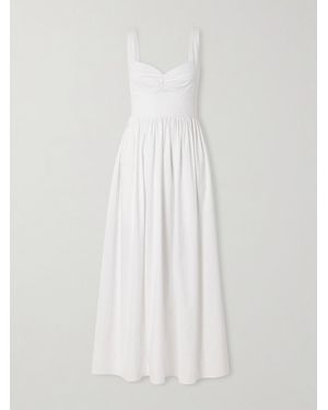 Matteau Gathered Organic Cotton-Poplin Midi Dress - White