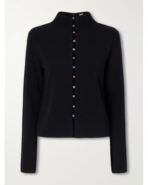 STAUD Marianne Crepe Cardigan - Blue