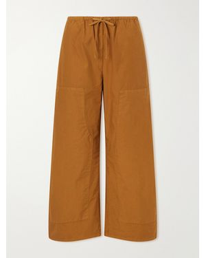 Leset Kyoto Cotton Wide-Leg Trousers - Brown