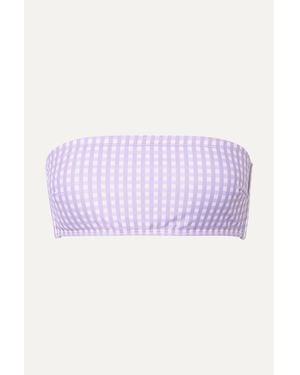 Peony Net Sustain Gingham Bandeau Bikini Top - Purple