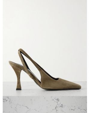 Proenza Schouler Trap Suede Slingback Court Shoes - White