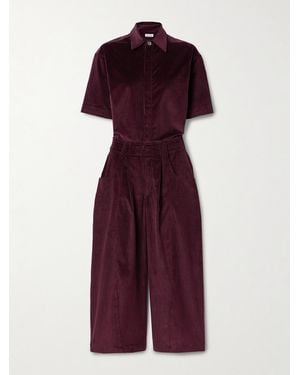 Rivet Utility New Yorker Cropped Cotton-Blend Corduroy Jumpsuit - Red