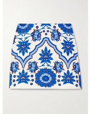 Cara Cara Chrissy Minirock Aus Bedrucktem Satin Aus Einer Baumwollmischung - Blau