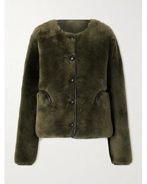 Blazé Milano Tatoosh Gliss Reversible Leather-Trimmed Shearling Jacket - Green