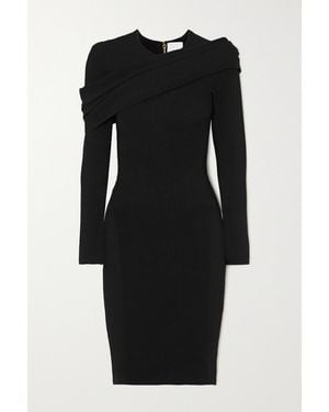 AZ FACTORY Mybody Draped Ribbed Stretch-Knit Dress - Black