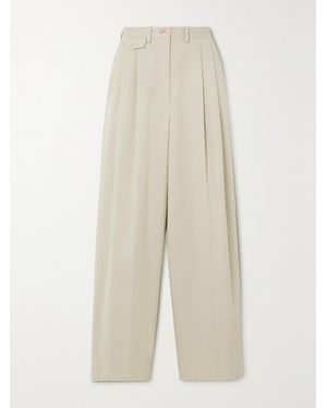 James Purdey & Sons Pleated Cotton-Twill Wide-Leg Trousers - White