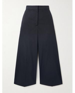 JOSEPH Temple Cropped Cotton-Blend Gabardine Wide-Leg Trousers - Blue