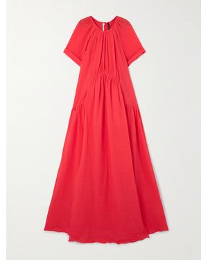 Mother Of Pearl May Organic Cotton-blend Seersucker Maxi Dress - Red