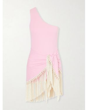 Taller Marmo Yacare Swimsuit And Fringed Pareo Set - Pink